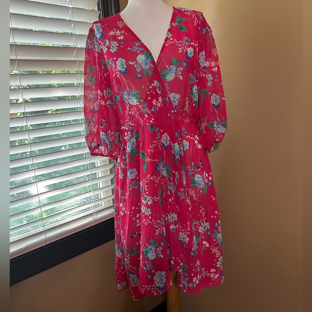 Calvin Klein Pink Floral Midi Dress